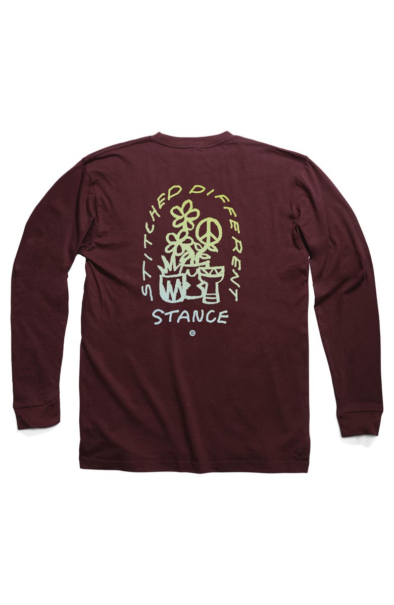 Stance Scribbles Long Sleeve Cotton Graphic T-Shirt, Alternate, color, Wine