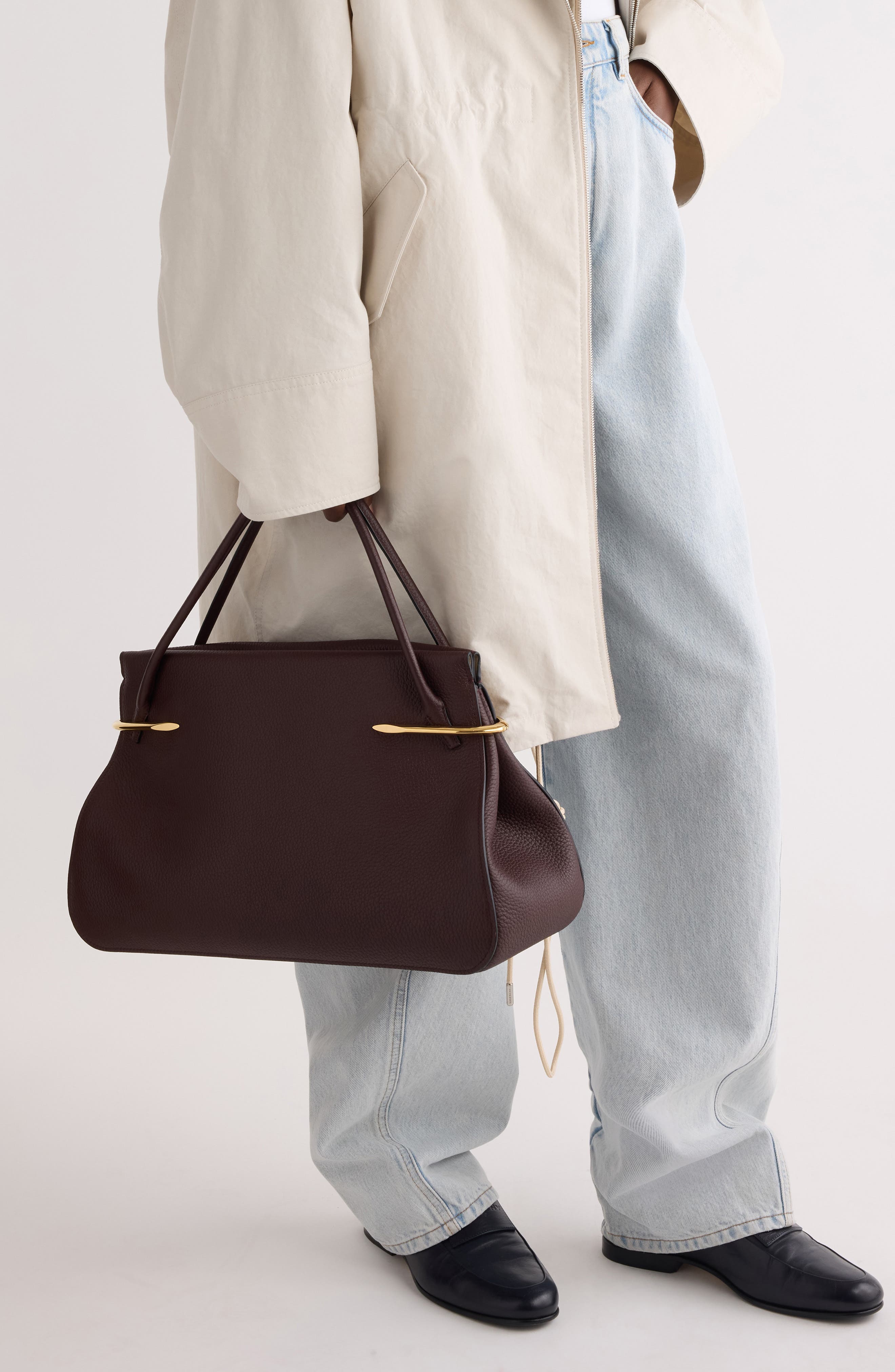 Givenchy Large Pinch Leather Top Handle Bag, Alternate, color, 202-Ebony Brown