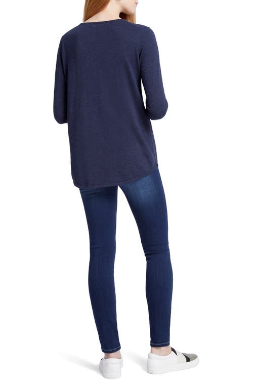 Nic + Zoe Vital Balloon Sleeve Recycled Cotton Blend Sweater In Dark Indigo