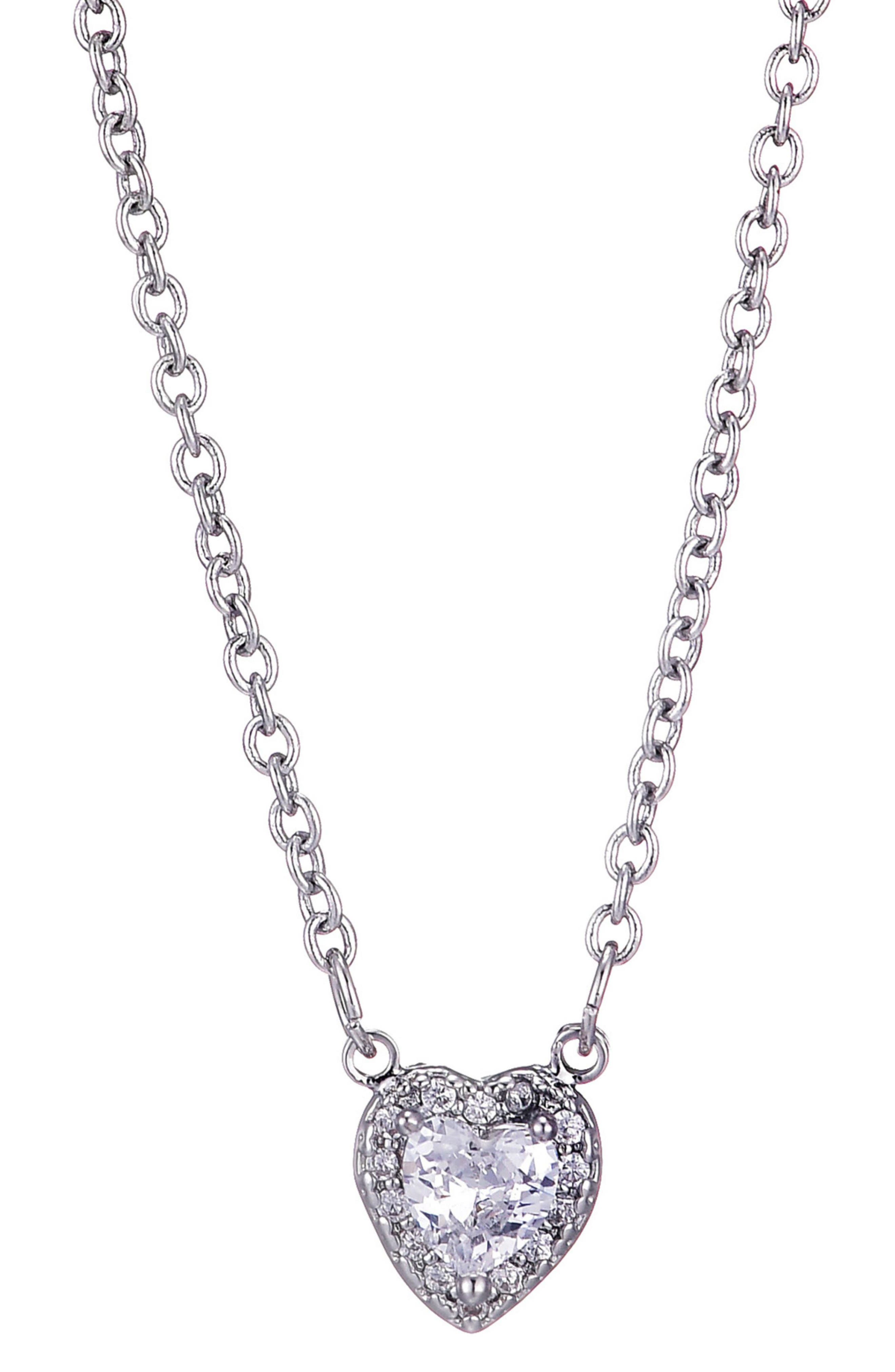 Adornia Cubic Zirconia Halo Heart Pendant Necklace