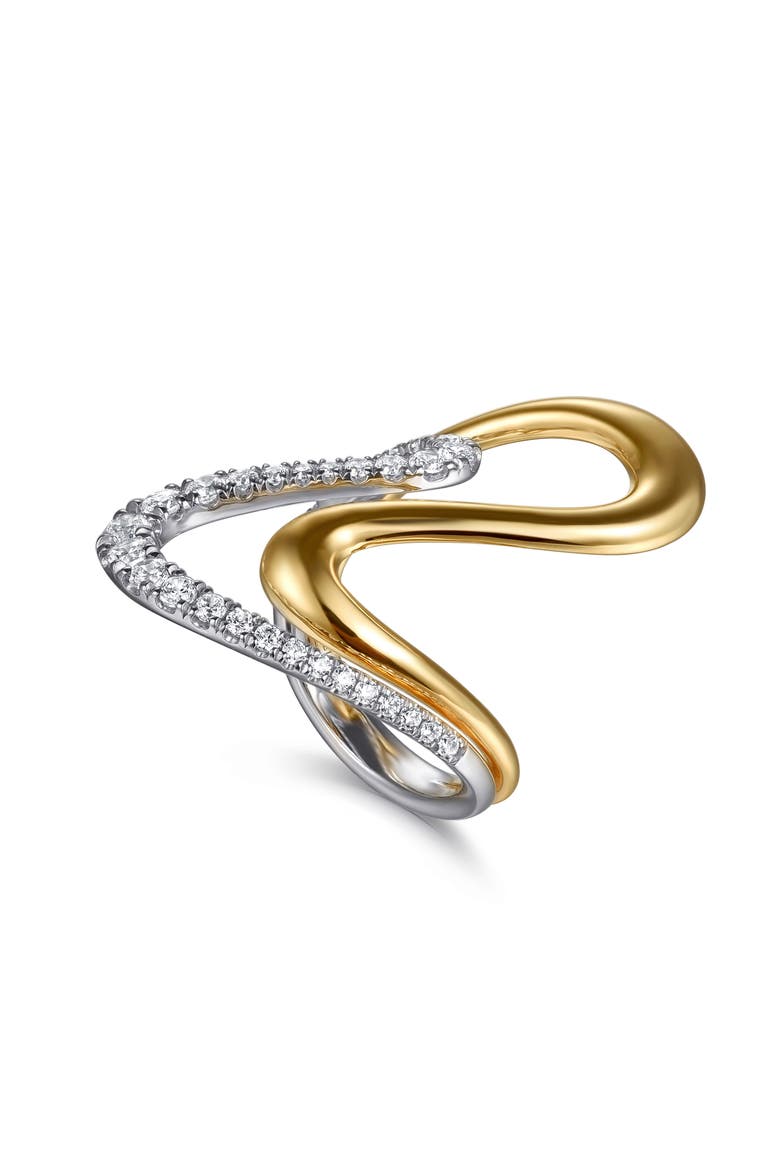 14k Gold Diamond Bypass Statement Ring, Alternate, color, 14K YELLOW/ WHITE GOLD