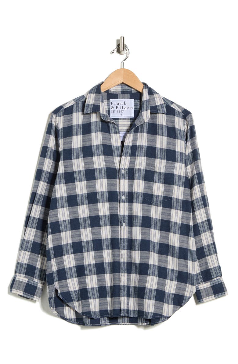 Frank & Eileen Joedy Plaid Boyfriend Button-Up Shirt, Main, color, Blue And White Plaid
