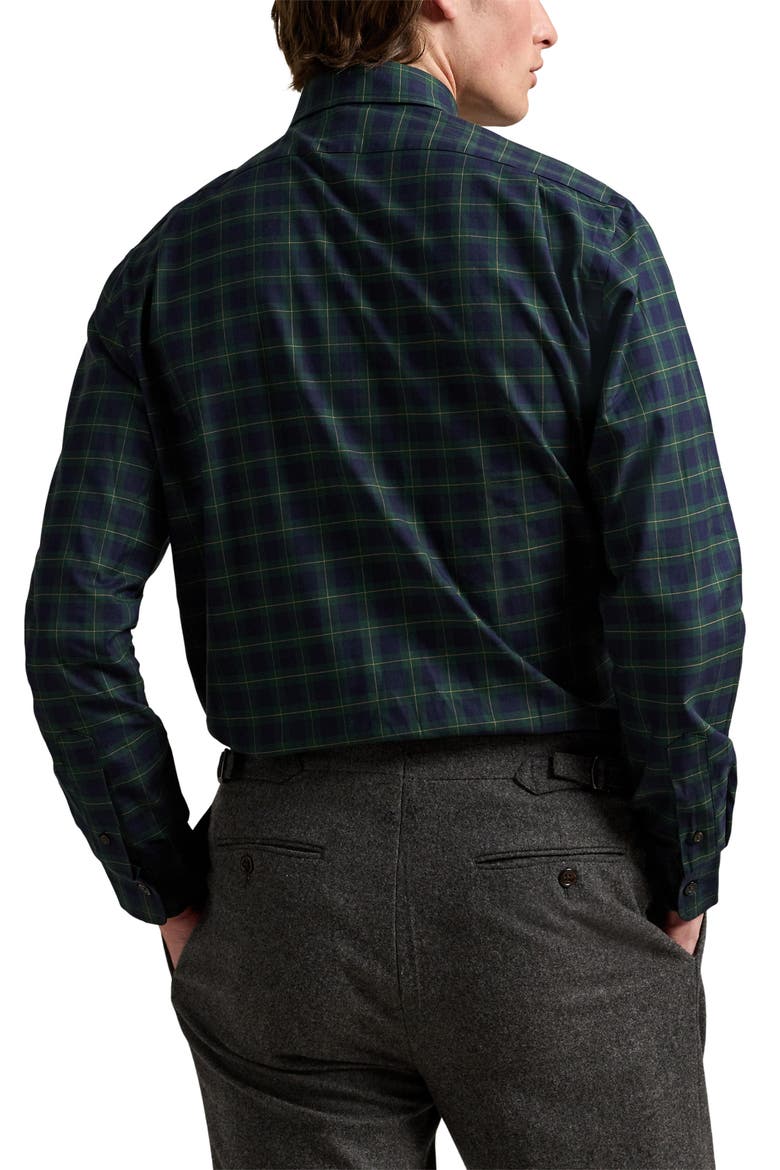 Classic Fit Plaid Cotton Twill Button-Up Shirt, Alternate, color, NAVY GREEN MULTI