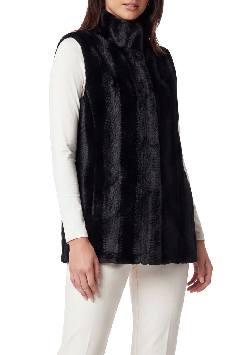 Fur-Free Mink (Faux Fur) Reversible Vest, Alternate, color, BLACK/BLACK