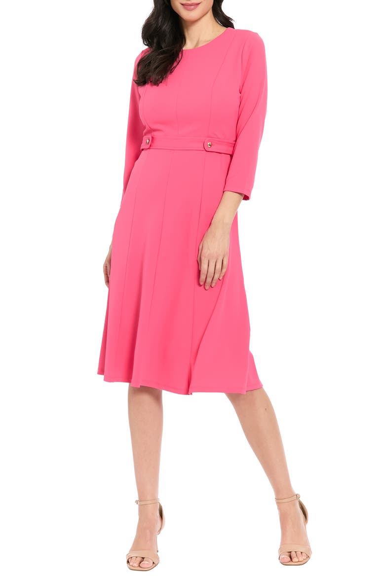 Seamed Midi Dress, Main, color, PINK FLAMINGO
