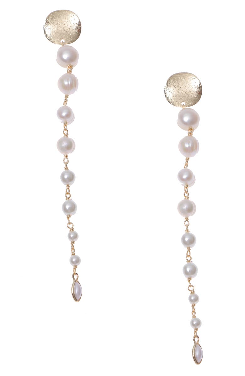 Nakamol Chicago Cultured Pearl Linear Drop Earrings, Main, color, 
