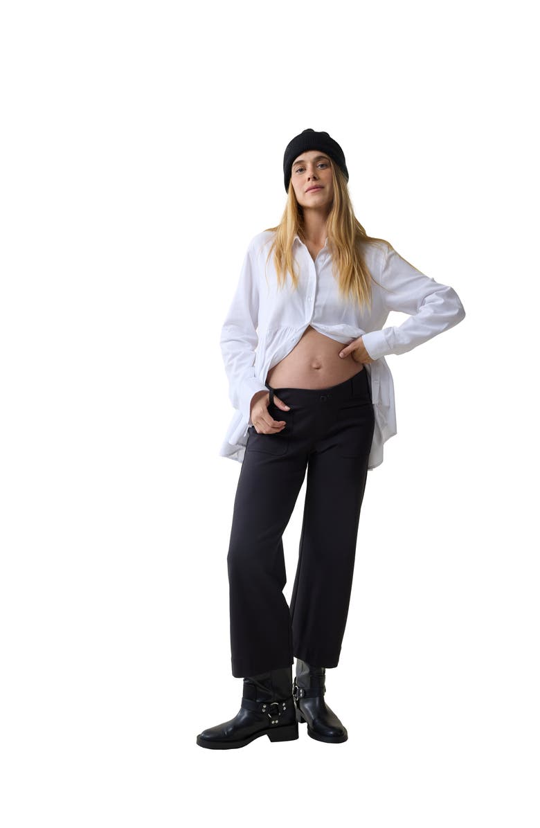 Ingrid & Isabel LONG SLEEVE PEPLUM BUTTON DOWN, Main, color, White