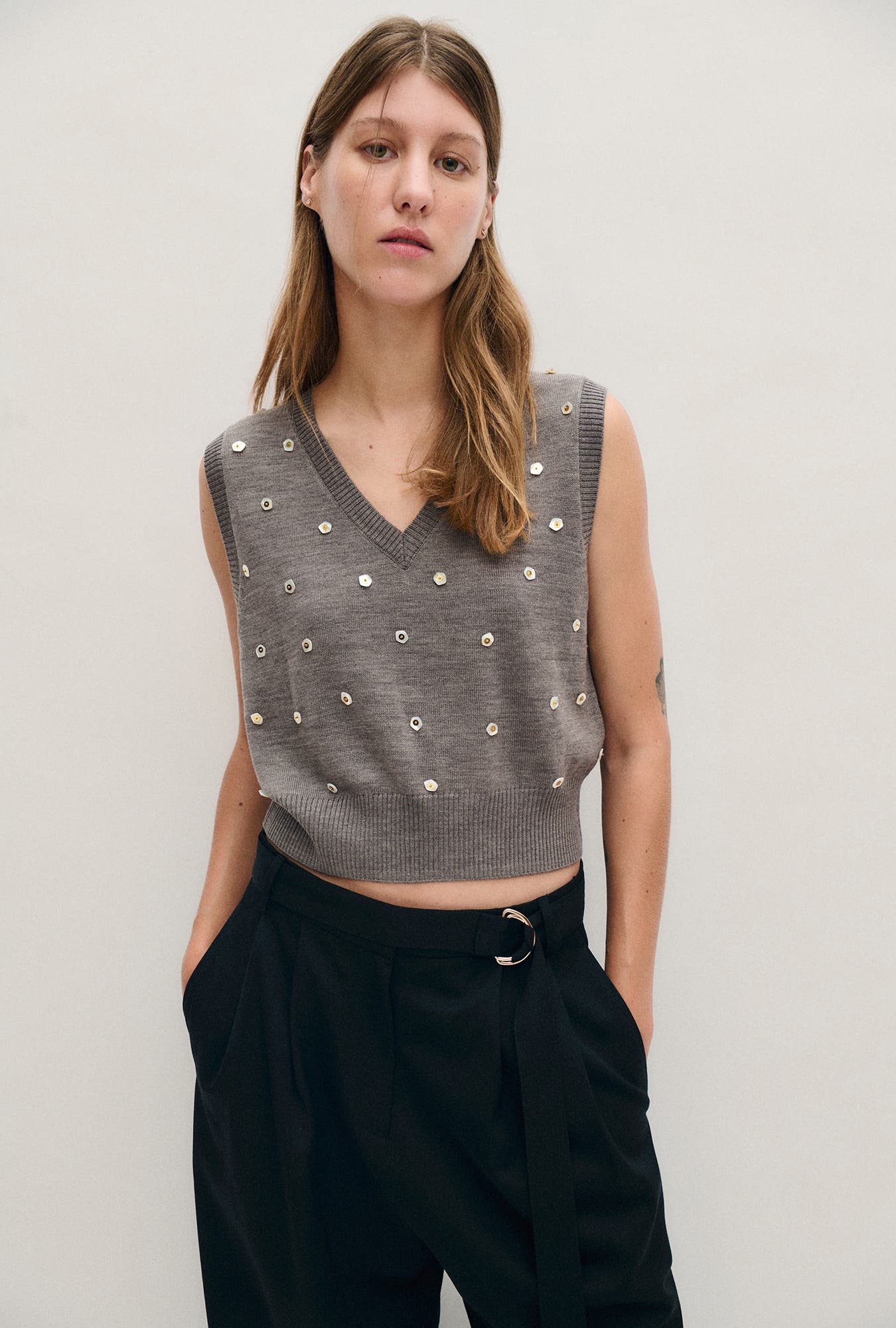 Wool V-Neck Sweater Vest - image 2