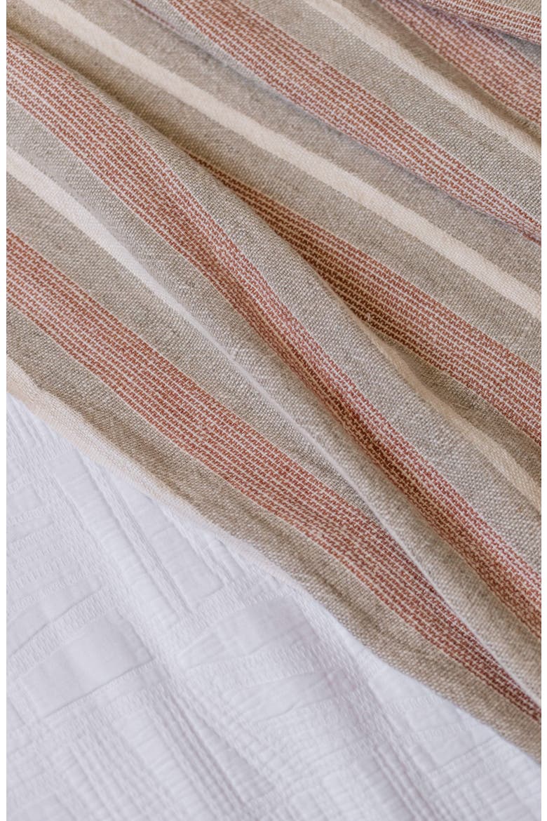 Montecito Stripe Linen Throw Blanket, Alternate, color, TERRA COTTA/NATURAL