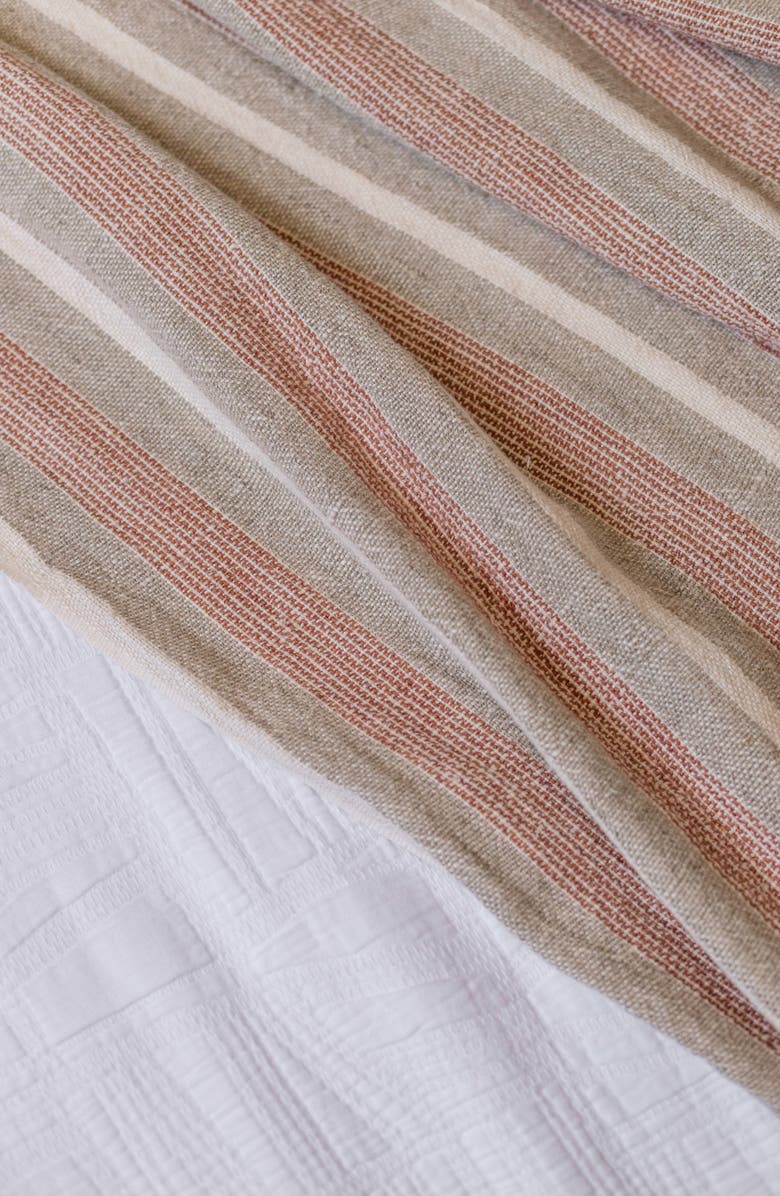 Pom Pom at Home Montecito Stripe Linen Throw Blanket, Alternate, color, Terra Cotta/Natural