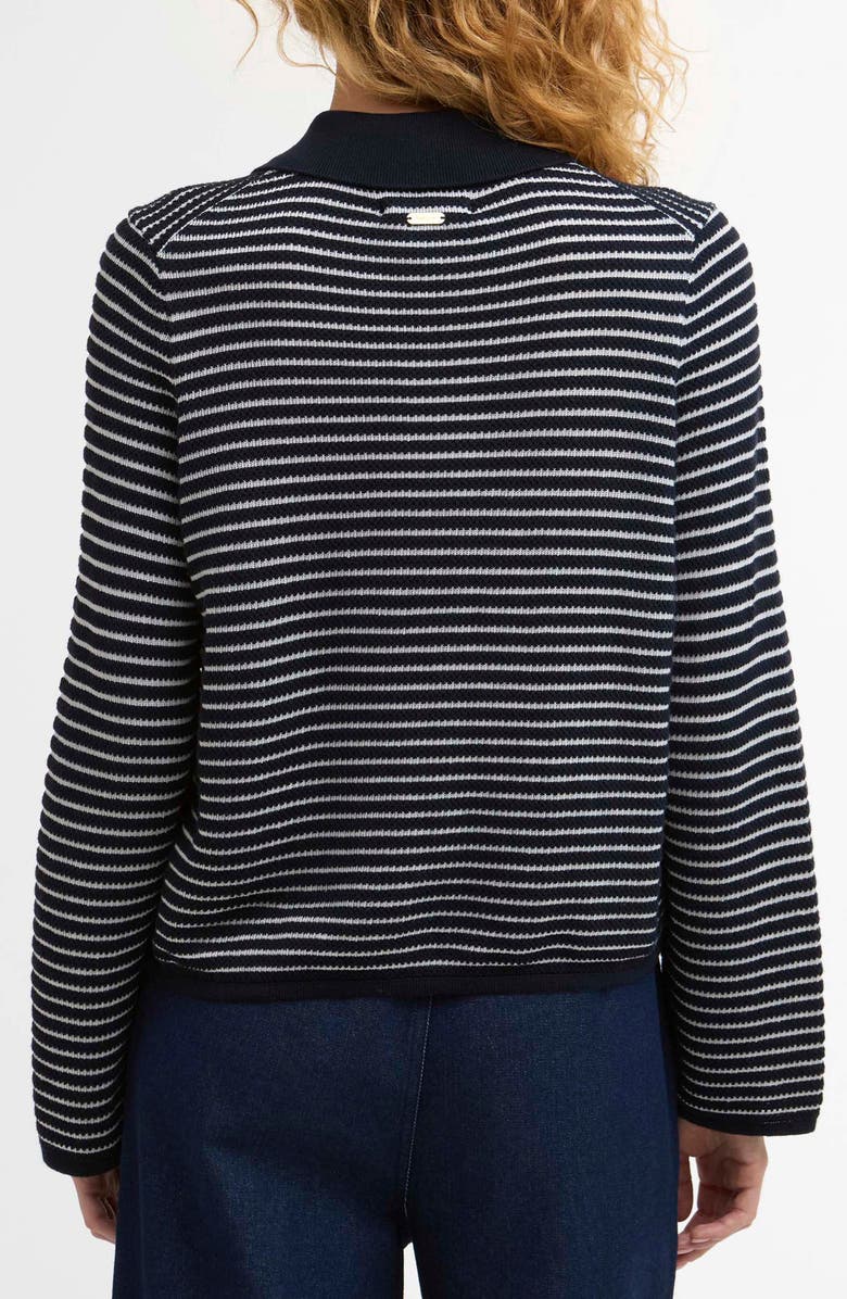 Barbour Inez Stripe Polo Sweater, Alternate, color, Dark Navy Stripe