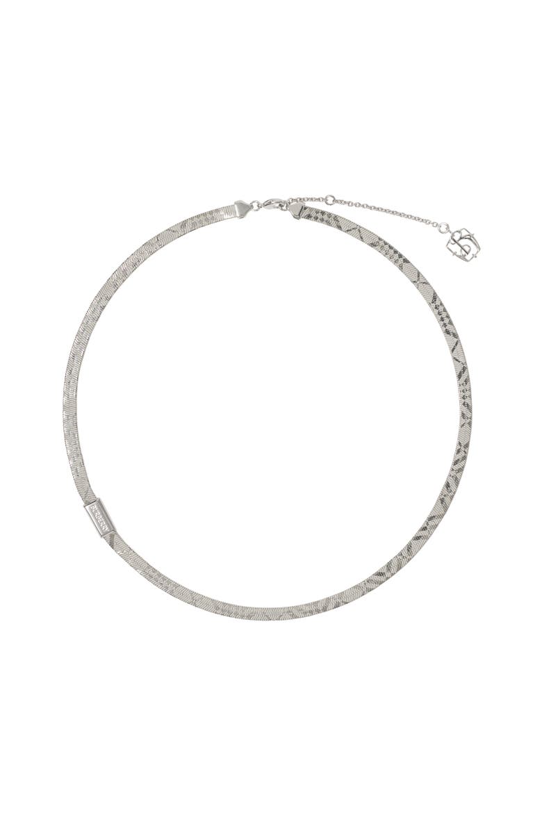 Engraved Check Necklace, Main, color, Silver