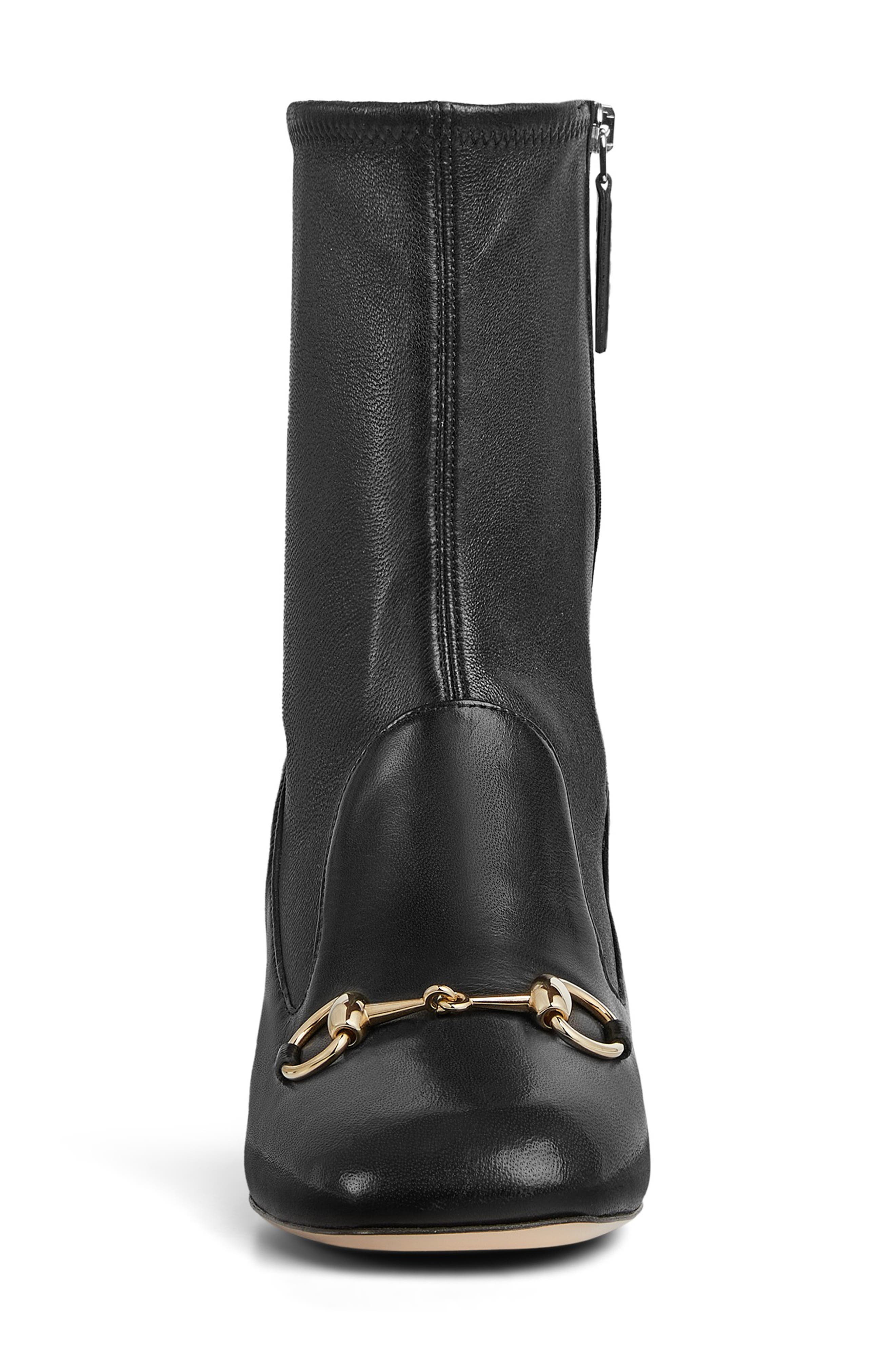 Gucci Lady Horsebit Block Heel Bootie, Alternate, color, Black/ Black