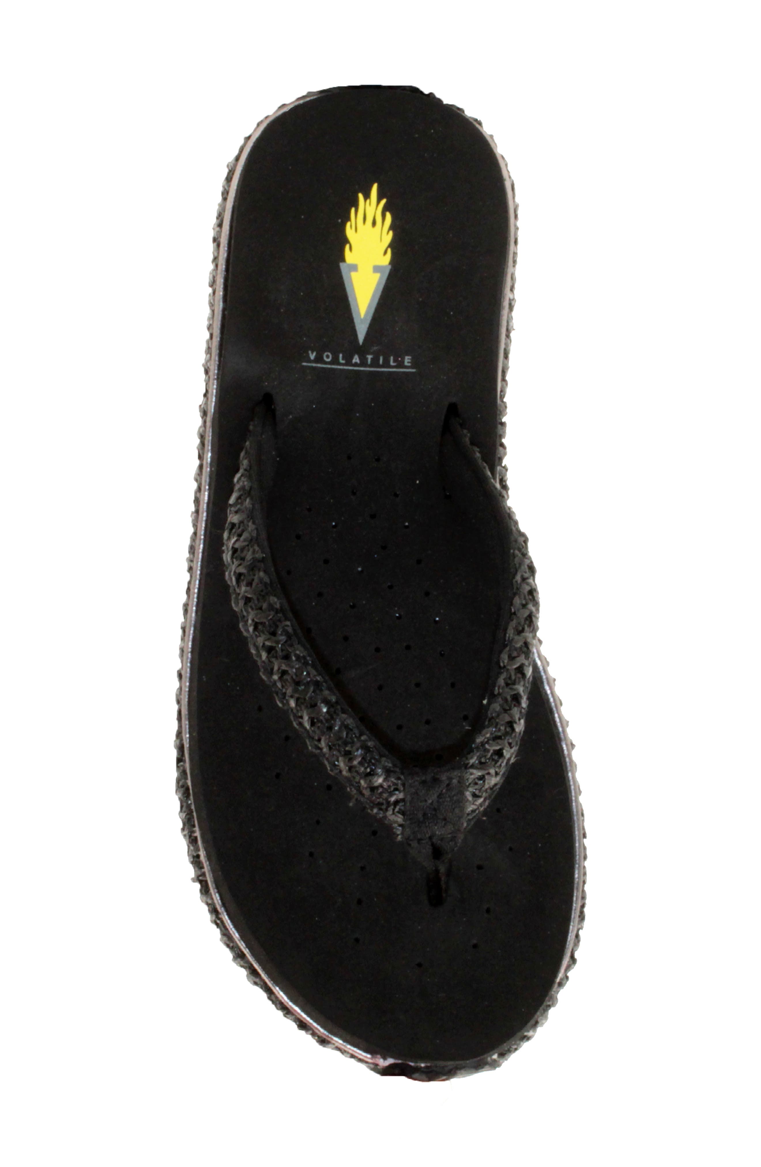 Volatile Palau Platform Flip Flop, Alternate, color, Black Fabric