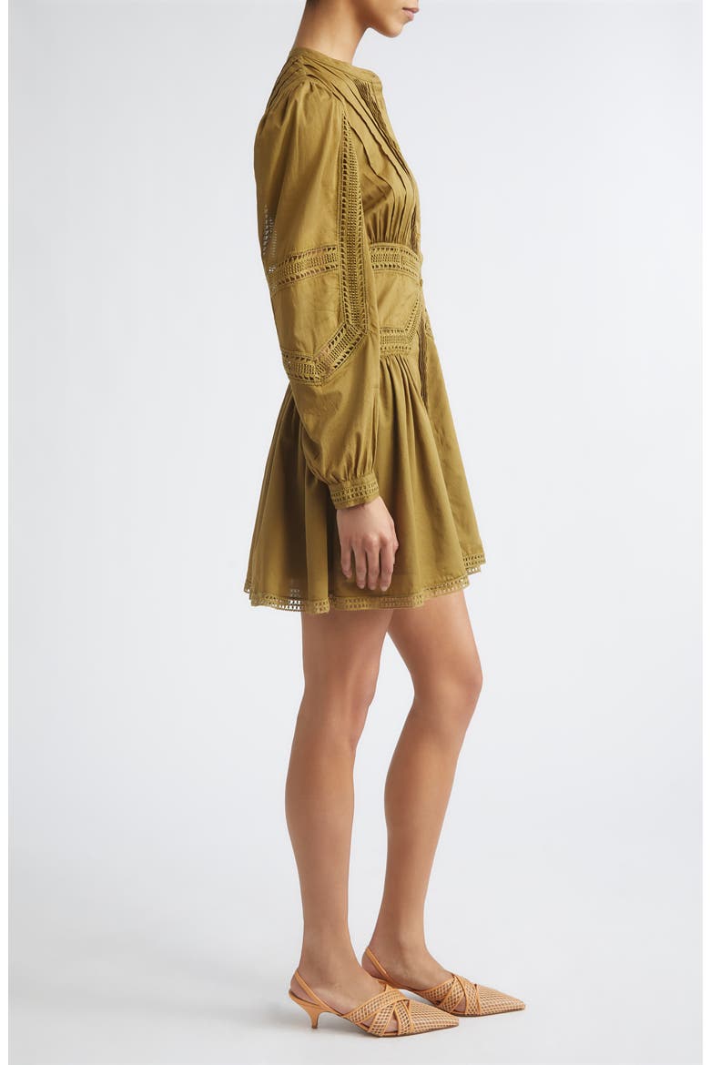 Elysia Pintuck Lace Long Sleeve Minidress, Alternate, color, LICHEN