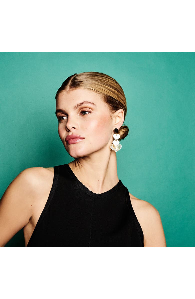 Toolally Heart Drop Earrings - White, Alternate, color, White