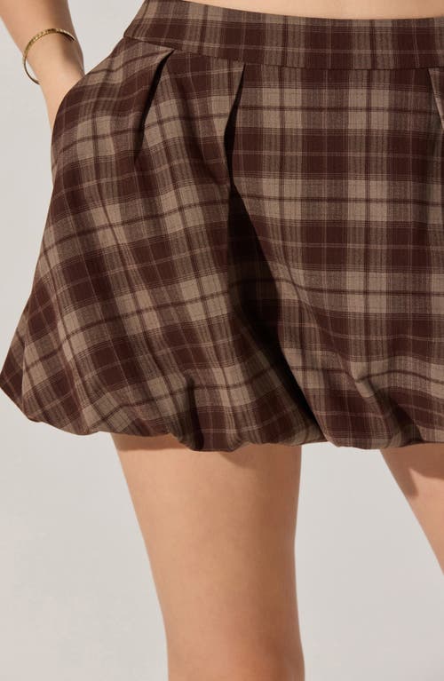 Astr The Label Toini Plaid Bubble Mini Skort In Brown