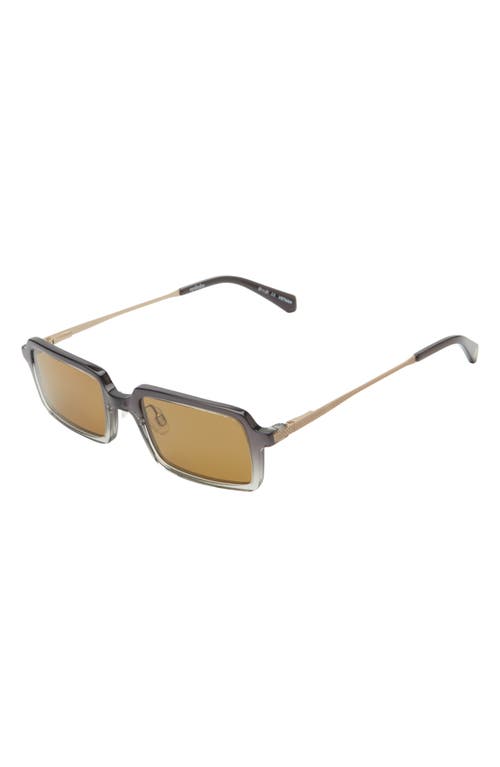 Eyebobs Mogul 50mm Small Polarized Rectangular Sunglasses In Black To Grey Fade/brown
