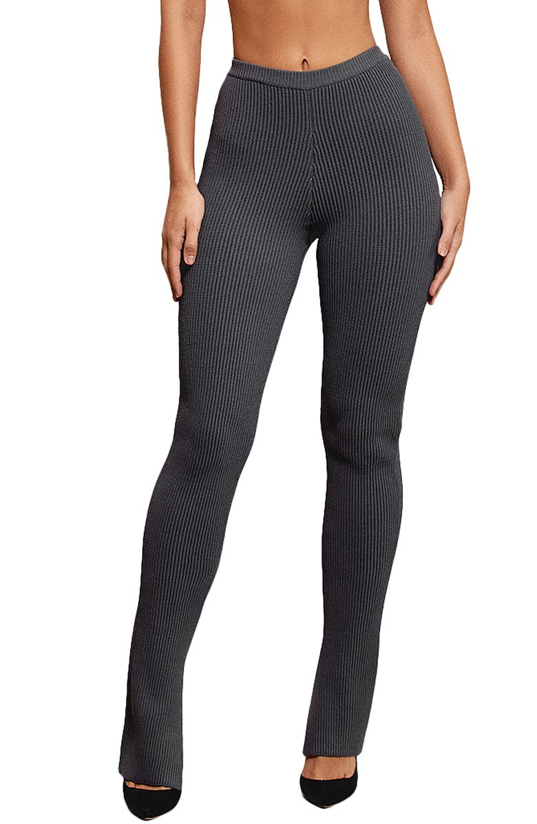 HOUSE OF CB Mitzi Rib Leggings, Main, color, Dark Grey