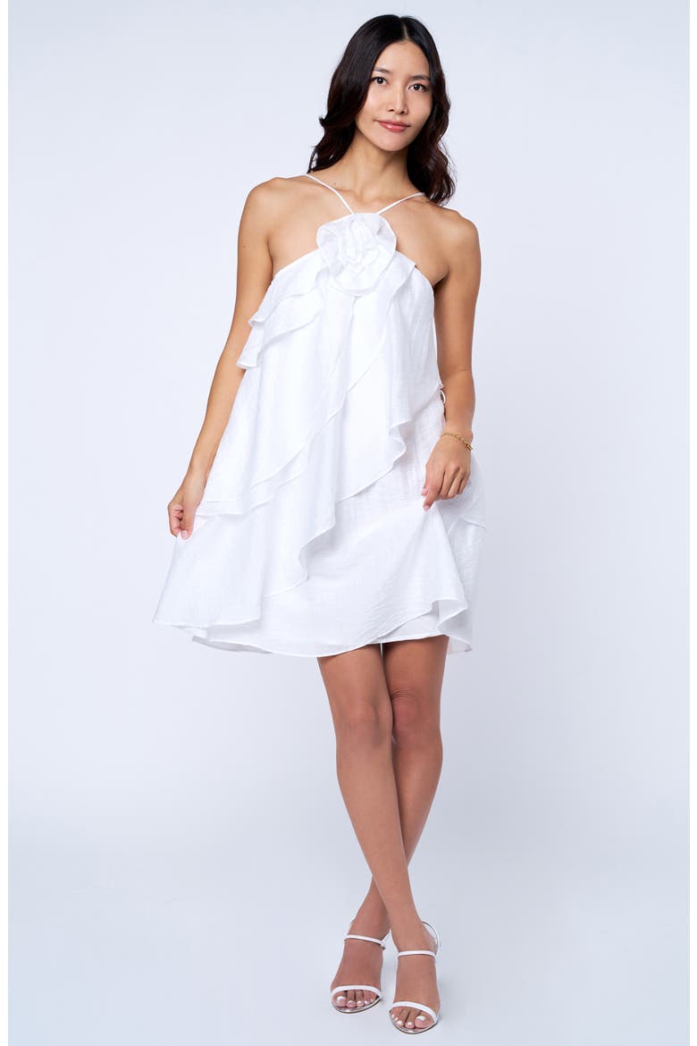 Kaia Ruffle Trapeze Dress, Alternate, color, OFF WHITE