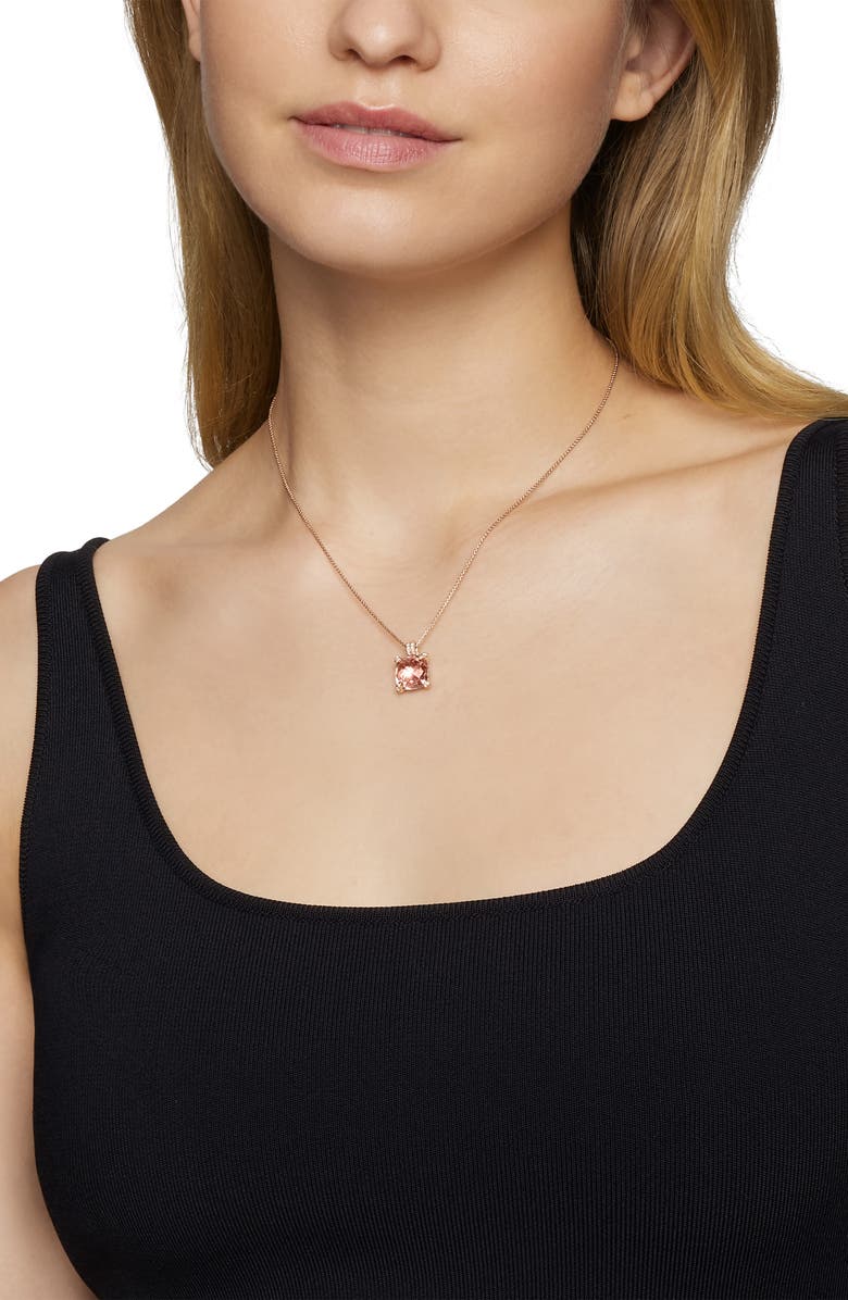 David Yurman Châteleine Diamond & Morganite Pendant Necklace, Alternate, color, 
