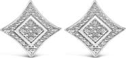 Haus of Brilliance Silver Diamond Accent 4-Stone Four Pointed Star Shaped Halo-Style Stud Earrings