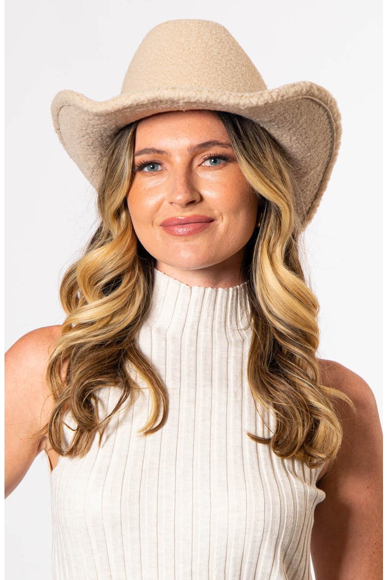 Cattleman's Faux Shearling Hat, Alternate, color, CREAM