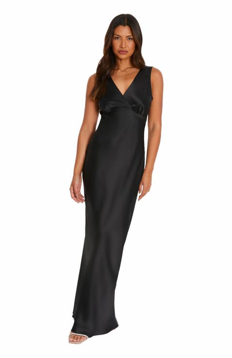 Satin Wrap Front Maxi Dress