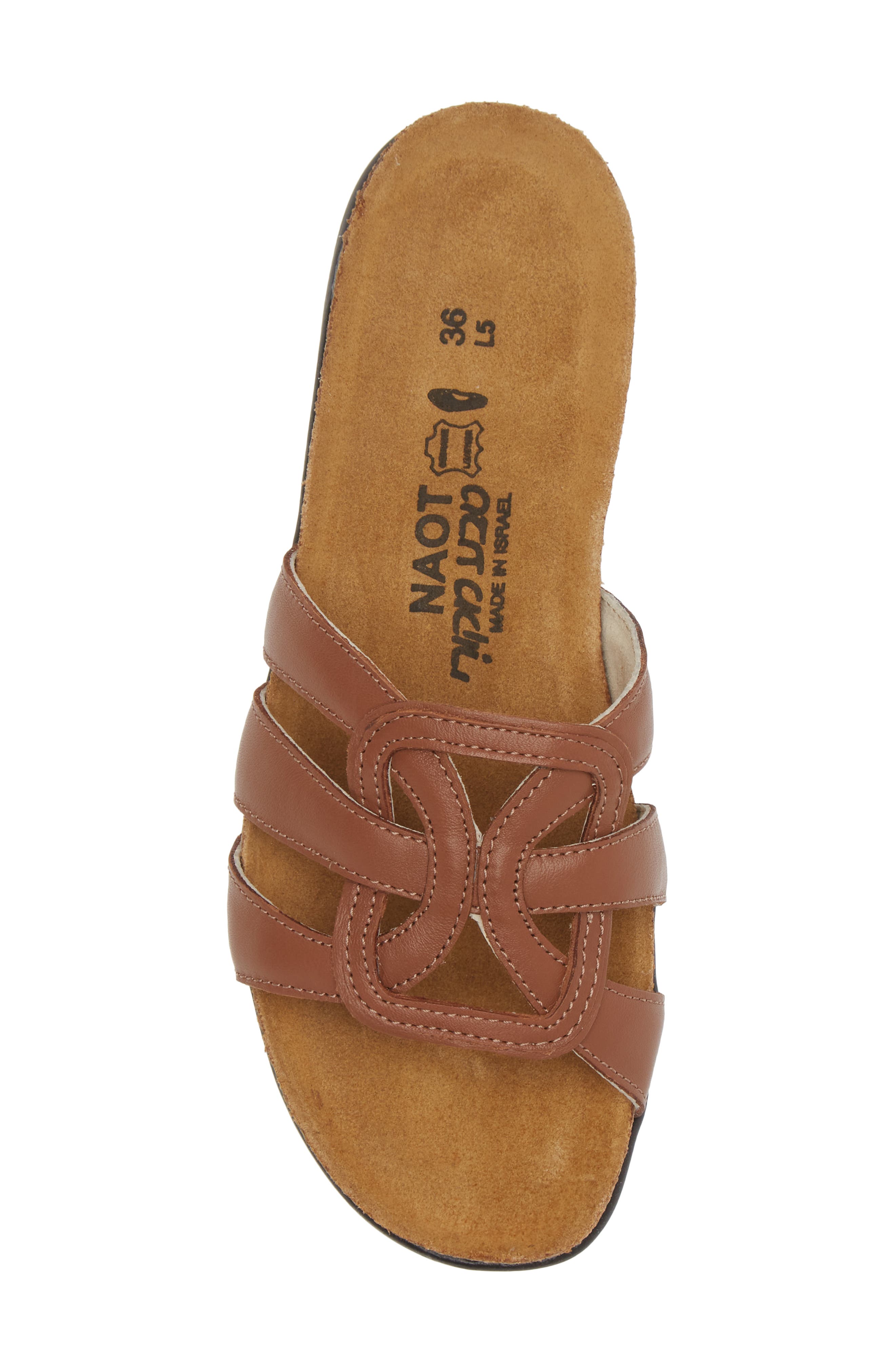Naot Liv Slide Sandal, Alternate, color, Caramel Leather