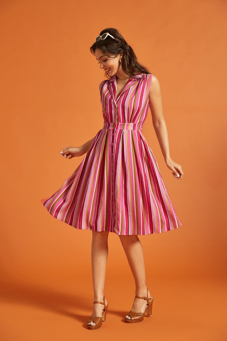 The Carousel Cutie Fit and Flare Dress, Alternate, color, Pink Taffy Stripe