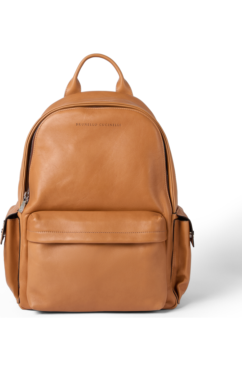 Brunello Cucinelli Cowhide travel backpack, Main, color, Cognac
