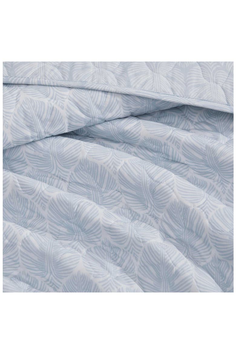Line Palms Cotton Quilt & Sham Set, Alternate, color, WHITE/ BLUE MULTI