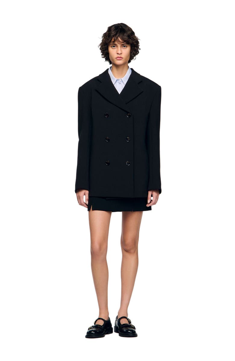 SANDRO Crossed tailored jacket, Alternate, color, Black