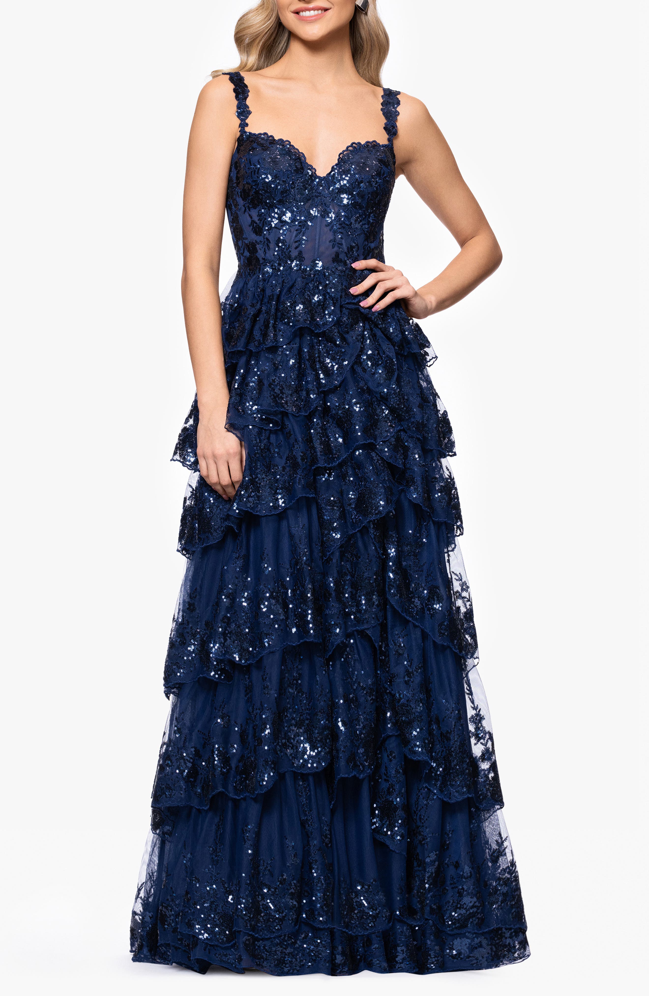 Sequin Layered Ruffle Ballgown - image 3