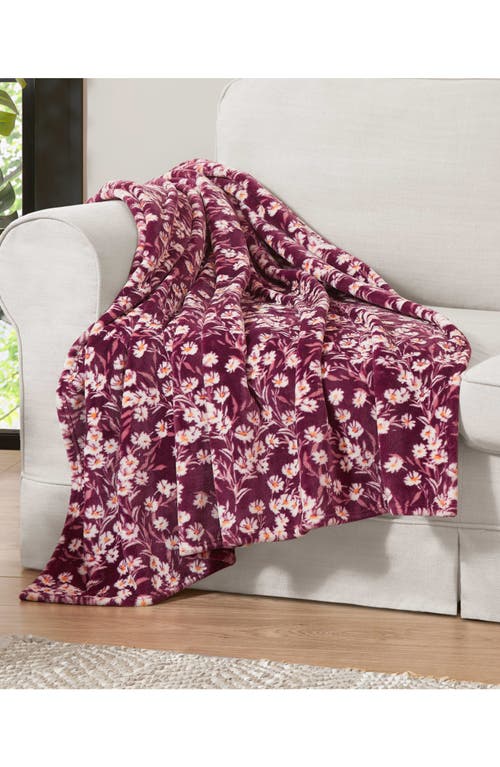 Jessica Simpson Plush Fleece Throw Blanket In Wine Red