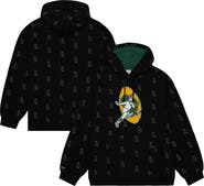 Mitchell & Ness Men's Mitchell & Ness Black Green Bay Packers Allover Print Fleece Pullover Hoodie