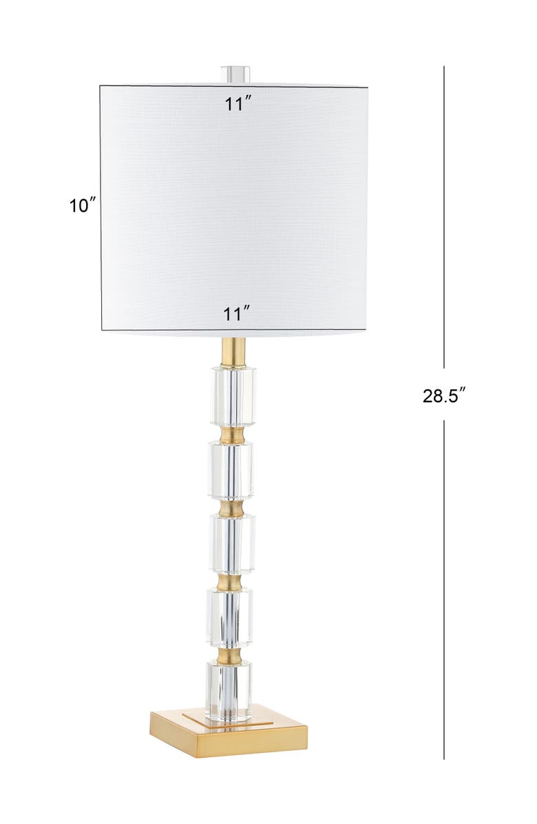 JONATHAN Y Claire 28.5" Crystal LED Table Lamp, Clear/Brass, Alternate, color,