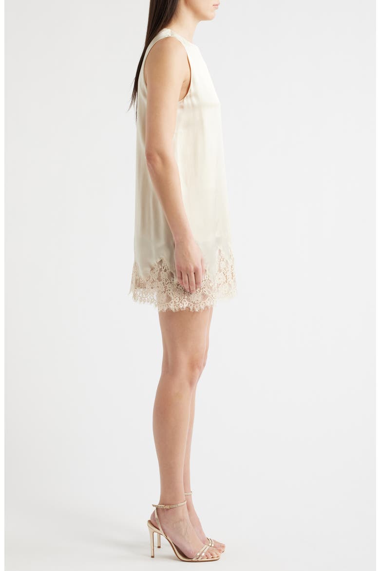 Jessalyn Sleeveless Lace Silk Minidress, Alternate, color, ALMOND