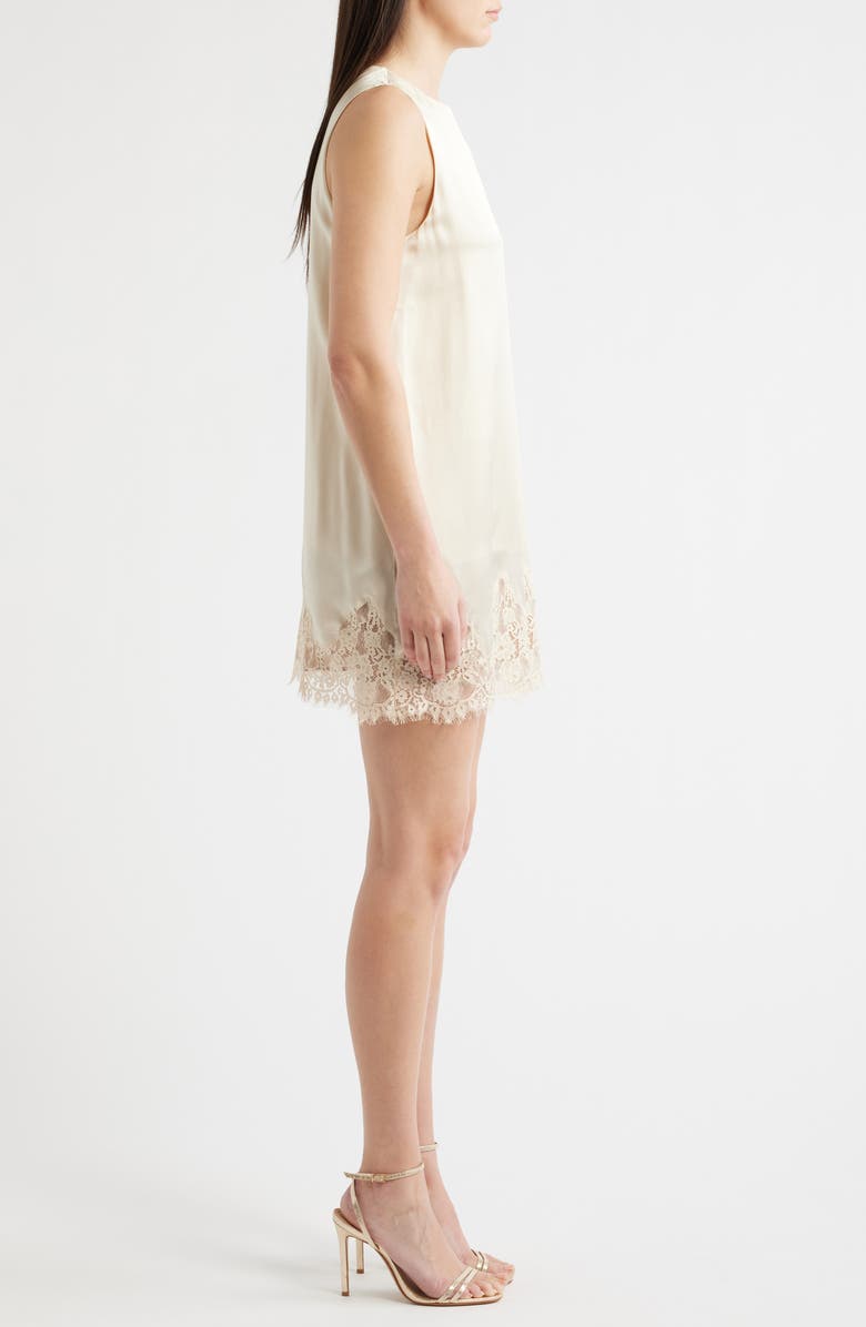 Reformation Jessalyn Sleeveless Lace Silk Minidress, Alternate, color, Almond