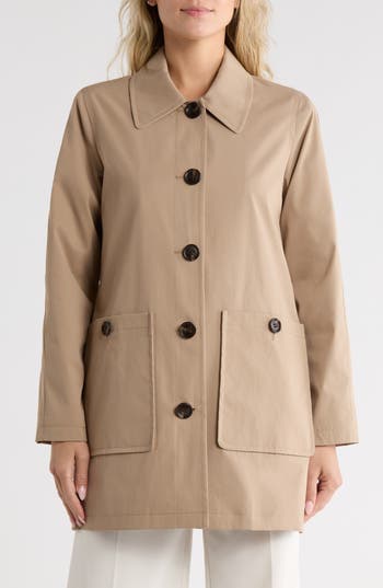 Sam Edelman Leopard Print Water Repellent Rain Jacket In Brown