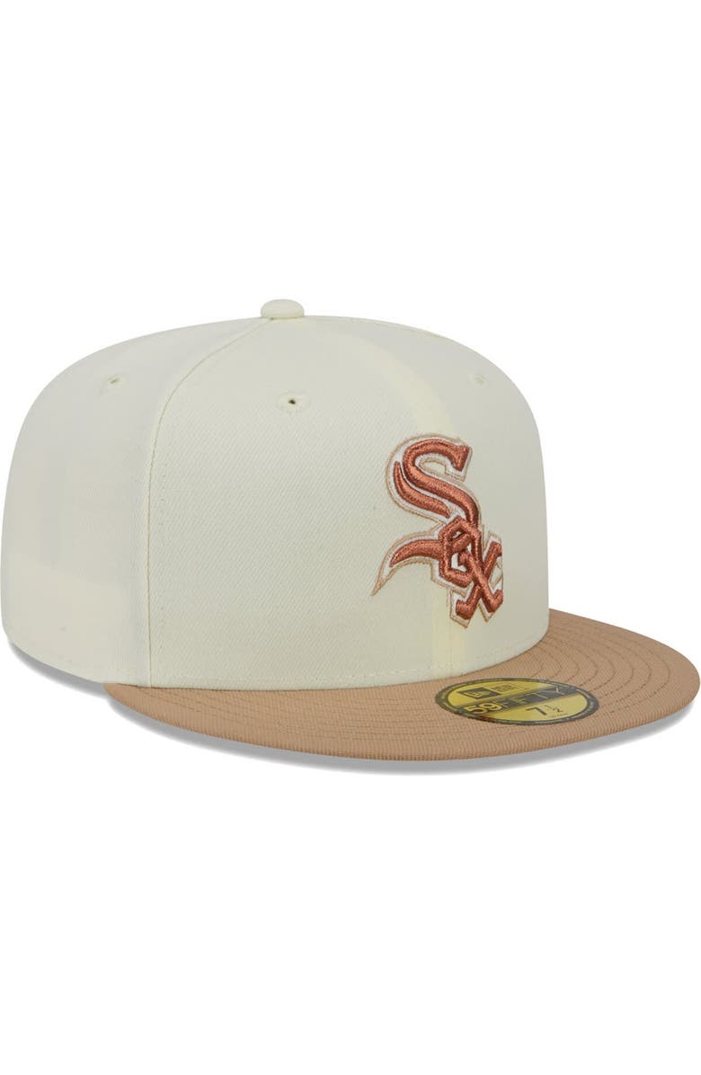 New Era Men's New Era Cream Chicago White Sox Chrome Camel Rust Undervisor 59FIFTY Fitted Hat, Alternate, color, 