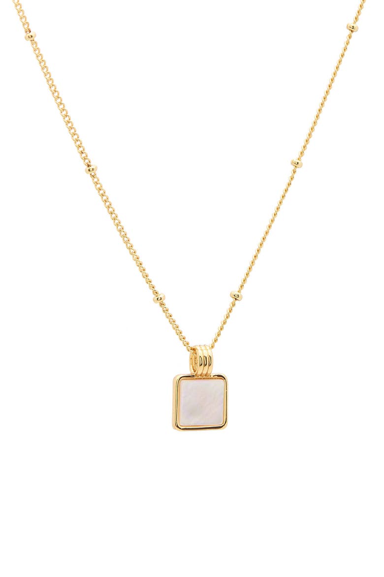Mini Square Mother-of-Pearl Pendant Necklace, Main, color, WHITE
