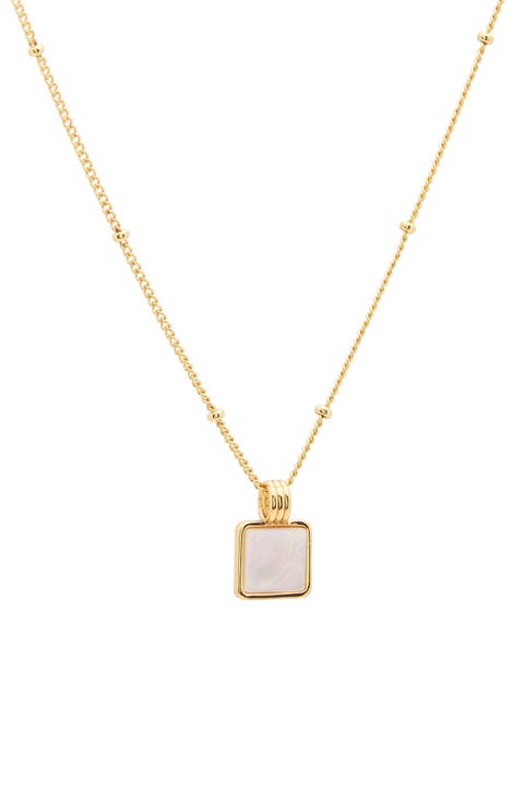 Mini Square Mother-of-Pearl Pendant Necklace