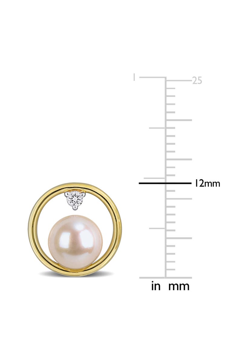 Pearl & Lab-Grown Diamond Circle Earrings 10k, Alternate, color, Yellow Gold
