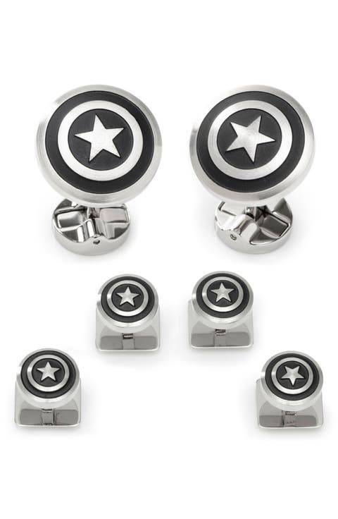 x Marvel Captain America Shield Cuff Link & Stud Set