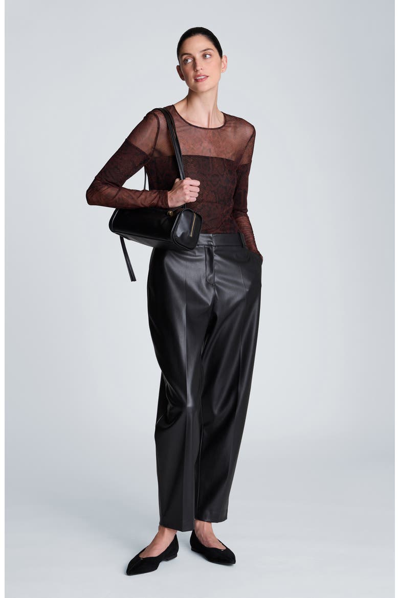 High Waist Faux Leather Barrel Leg Pants, Alternate, color, BLACK