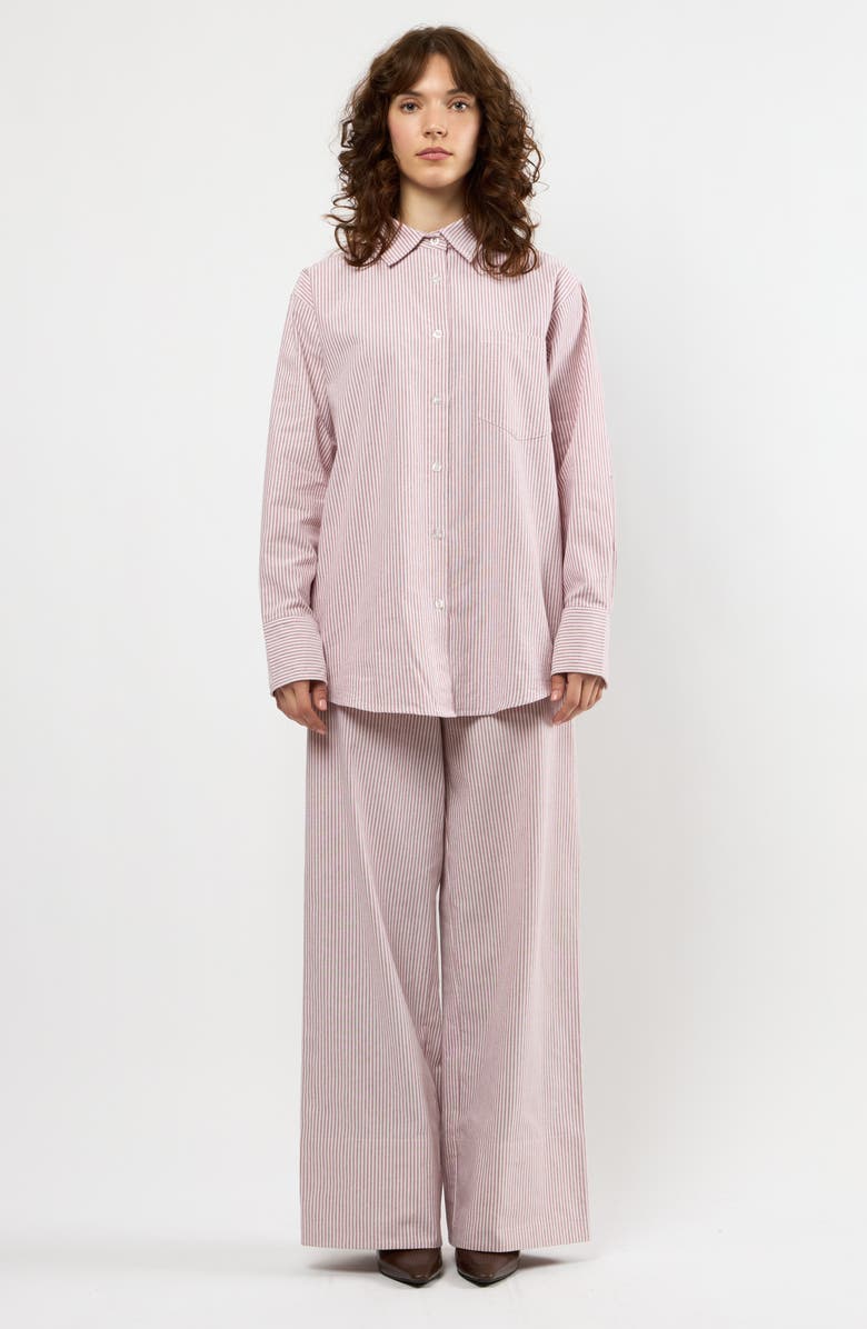 Viens Avec Moi The Oxford Stripe Button-Up Shirt, Alternate, color, Burgundy