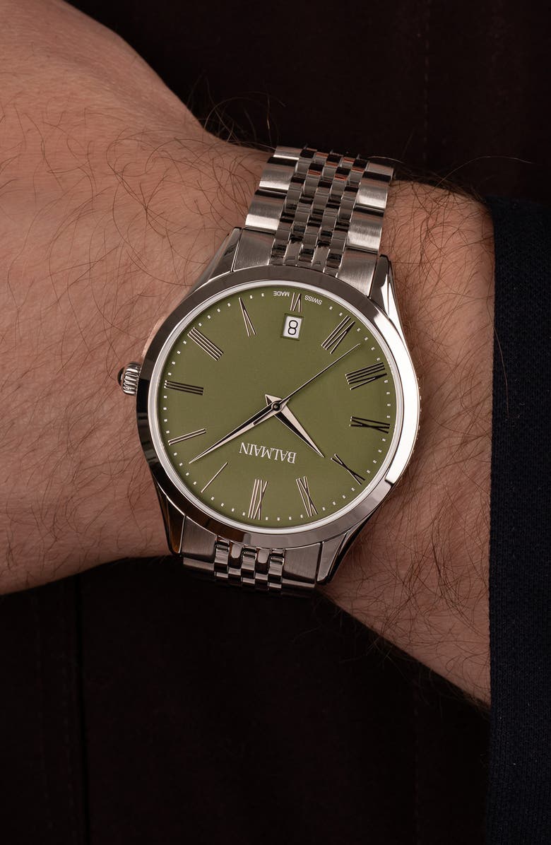 Balmain Classic R Khaki Bracelet Watch, 41mm, Alternate, color, Stainless Steel