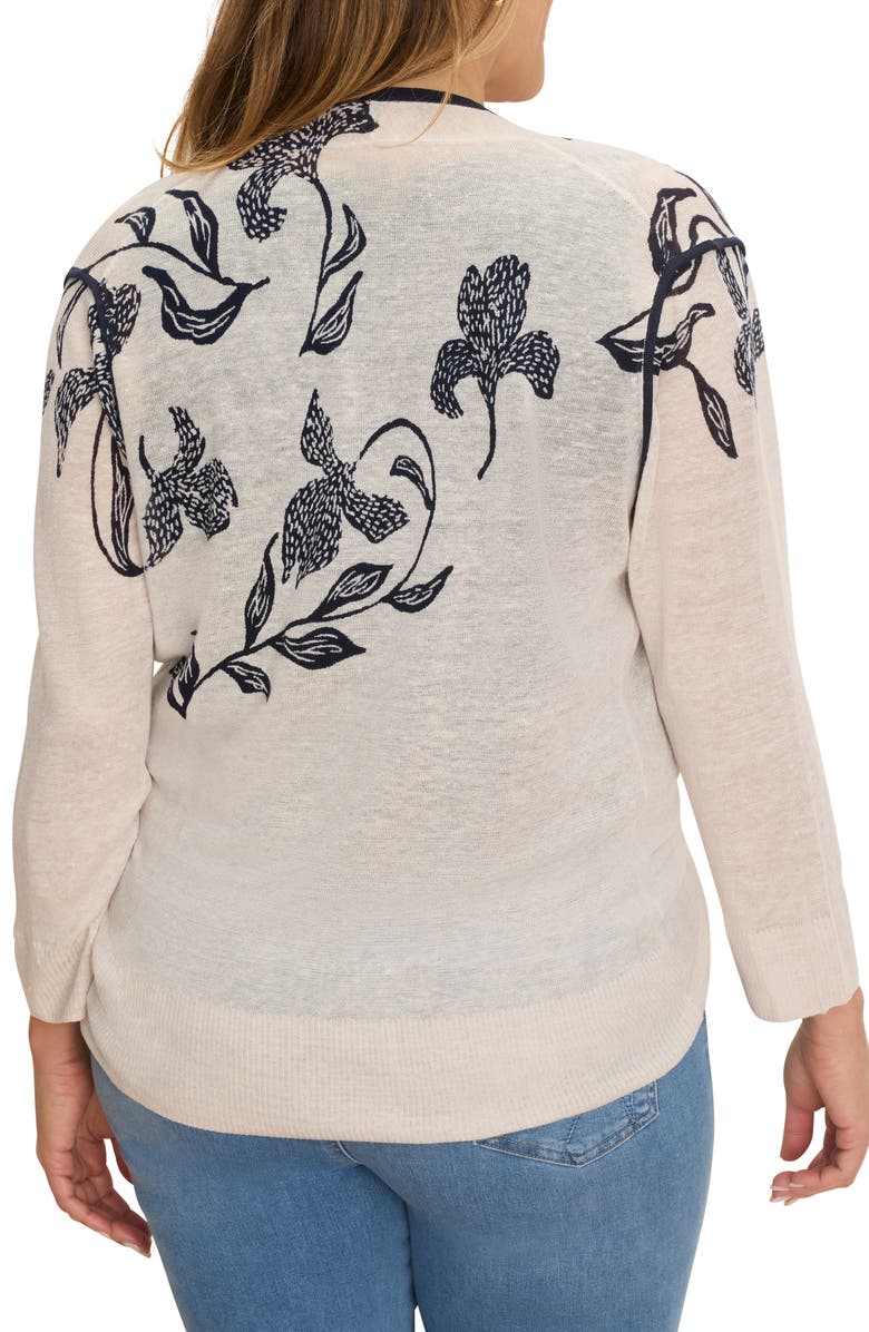 NIC+ZOE Inked Blooms Convertible Cardigan, Alternate, color, Cream Multi