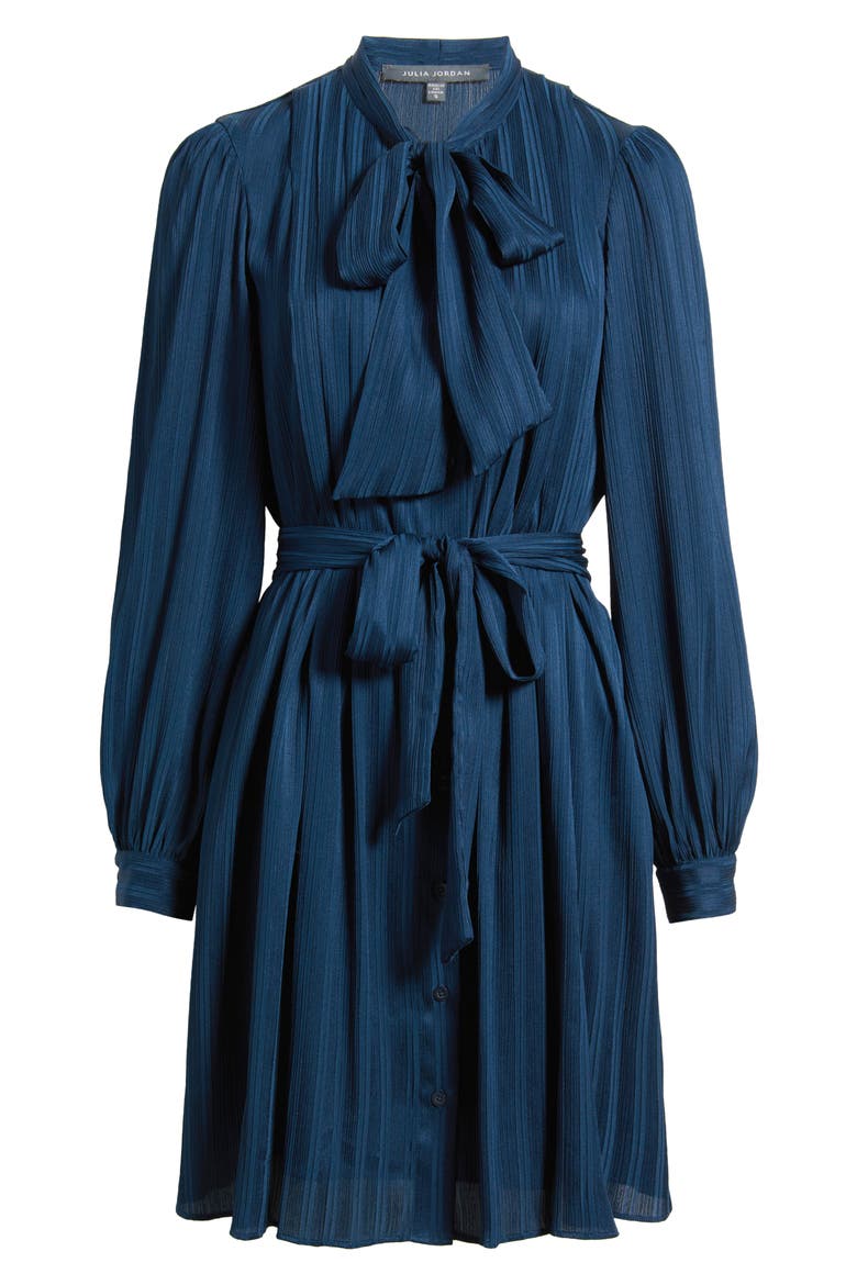 Belted Long Sleeve Minidress, Alternate, color, NAVY